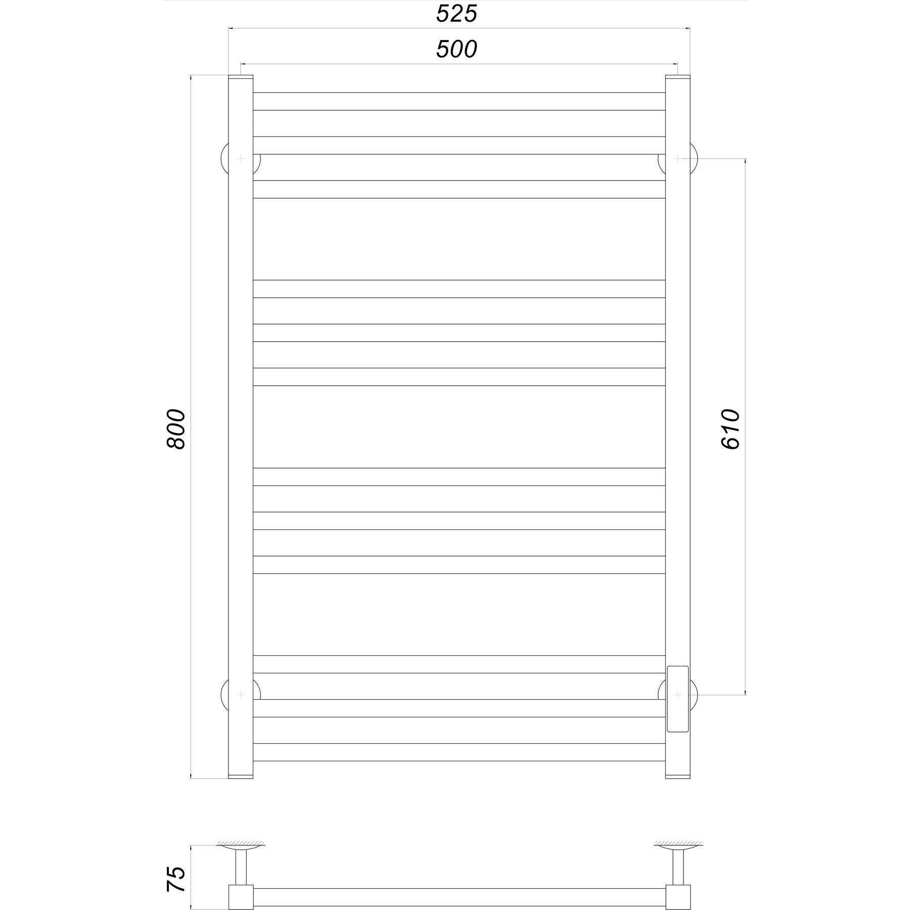 Рушникосушарка UNIO MS EU 800-500-12 Модена електро - Image 4