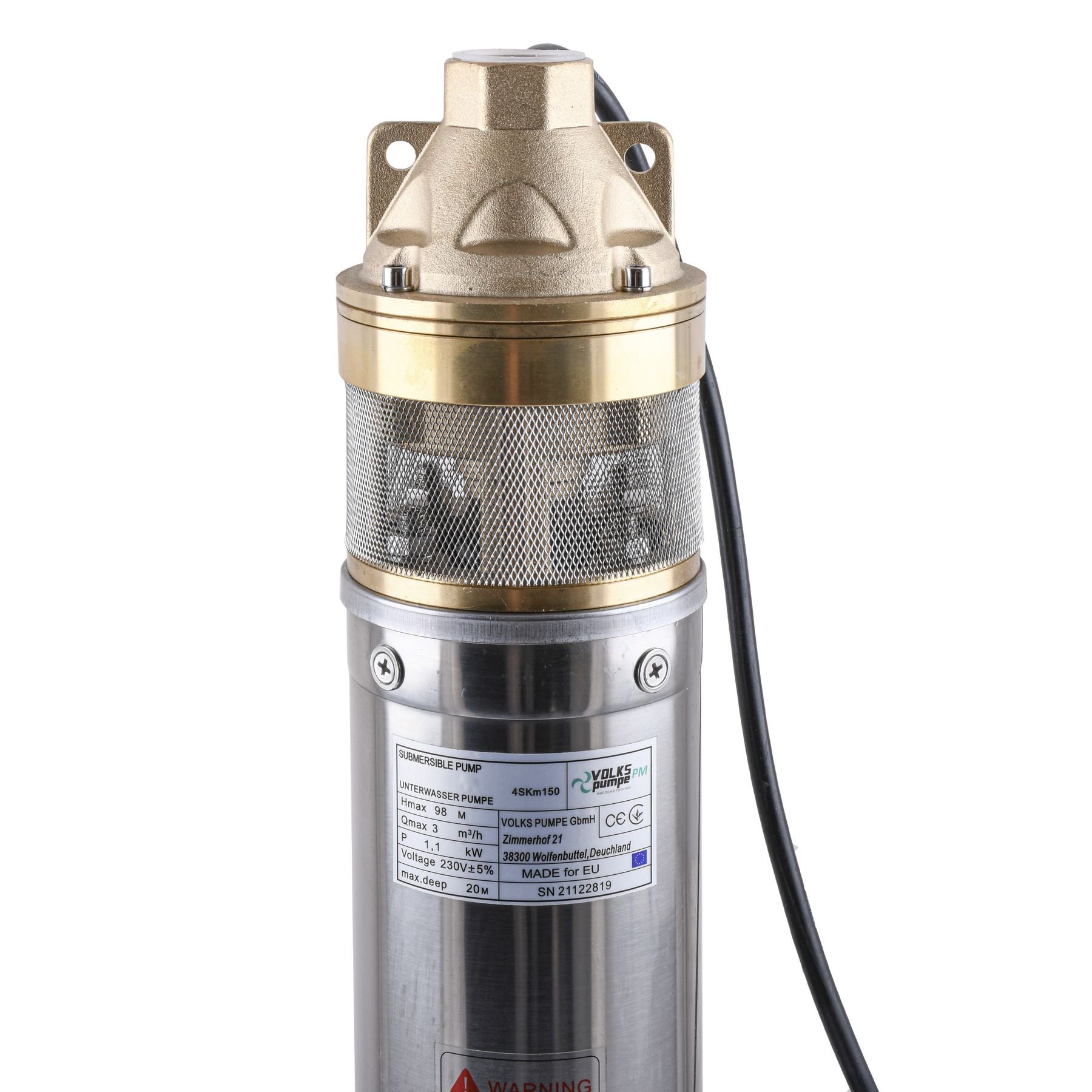Насос свердловинний вихровий VOLKS pumpe PM  4SKm150 1.1кВт + кабель 10м - Image 2