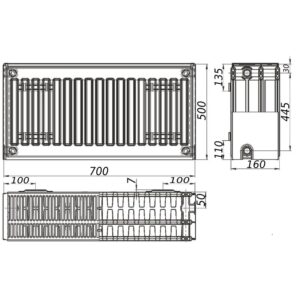 Радіатор сталевий 33/500x700 бок KALITE - Image 3