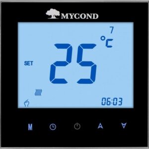 Термостат квадратний сенсорний чорний LCD 2 канали AC220V Wi-Fi /MС-TRF-B2F-B-4 MYCOND/