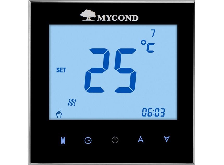 Термостат квадратний сенсорний чорний LCD 2 канали AC220V Wi-Fi /MС-TRF-B2F-B-4 MYCOND/ - Image 1