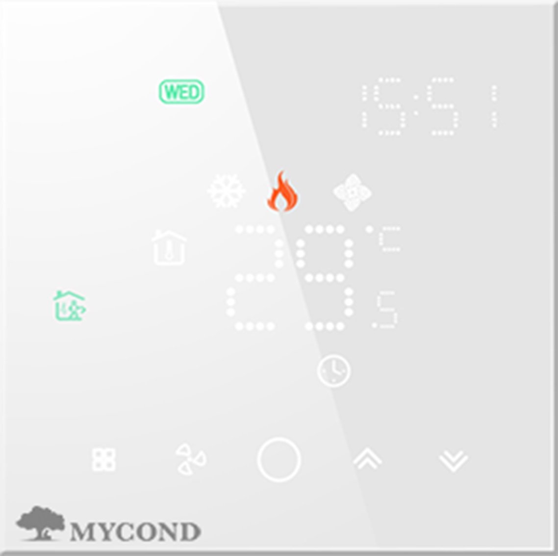 Термостат квадратний сенсорний білий LED 1 канал AC220V Wi-Fi /MC-FB-W-WF MYCOND/ - Image 1