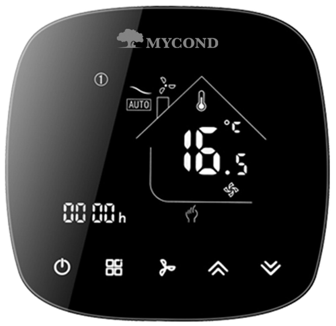 Термостат квадратний сенсорний чорний LED 1 канал AC220V Wi-Fi /MC-FL-B-WF MYCOND/ - Image 1
