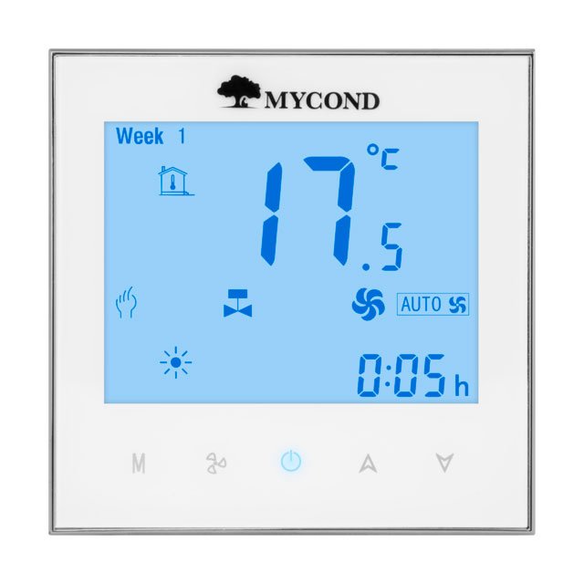 Термостат квадратний сенсорний білий LCD 2 канали AC220V Wi-Fi /MС-TRF-B2F-W-4 MYCOND/ - Image 1