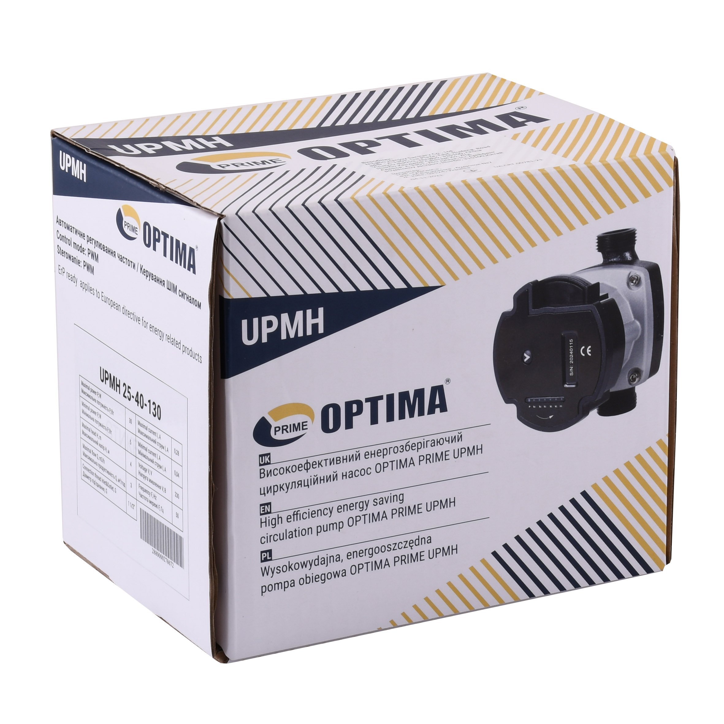 Насос циркуляційний енергоощадний  Optima PRIME UPMH 25-40AUTO 130мм + гайки - Image 4