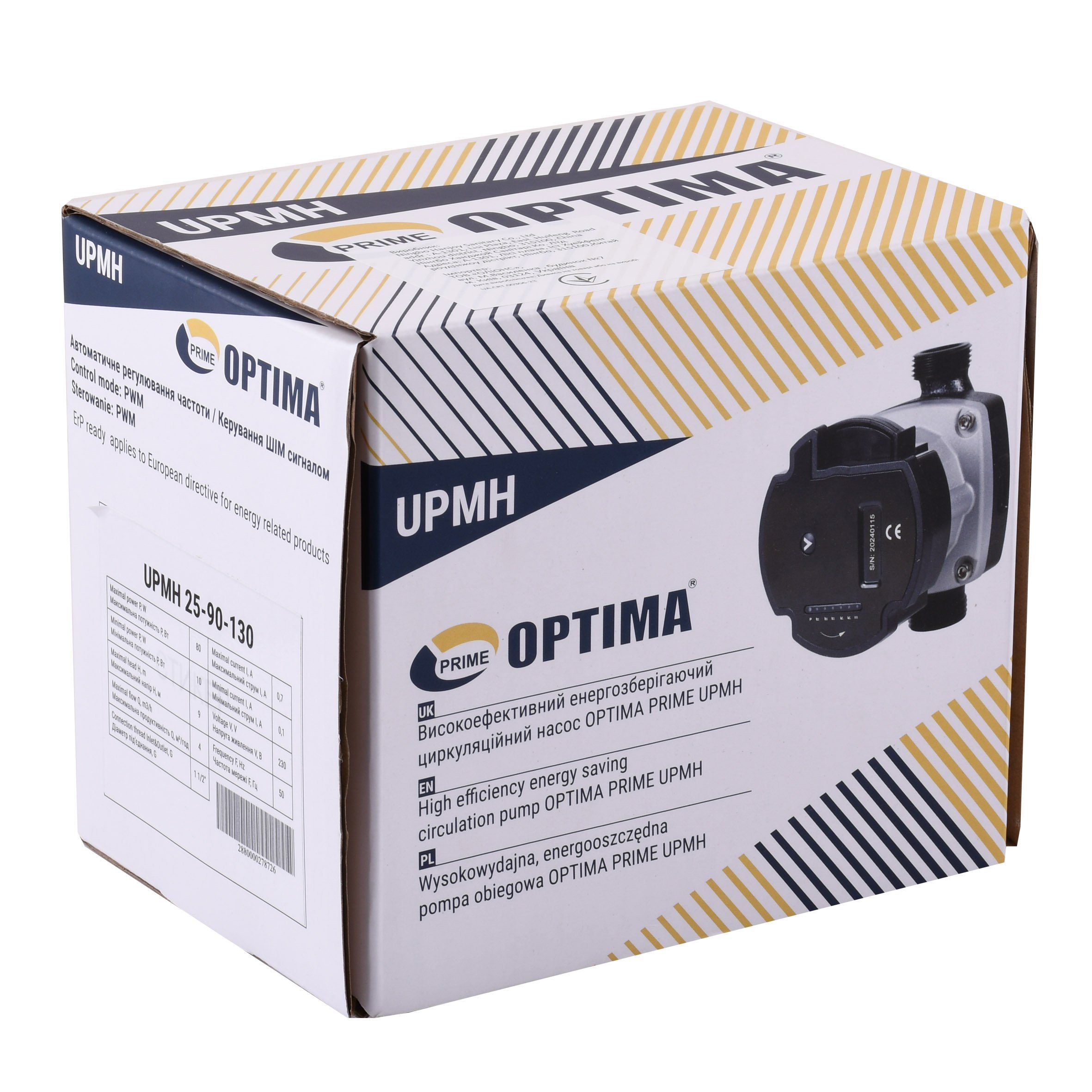 Насос циркуляційний енергоощадний  Optima PRIME UPMH 25-90AUTO 130мм + гайки - Image 4