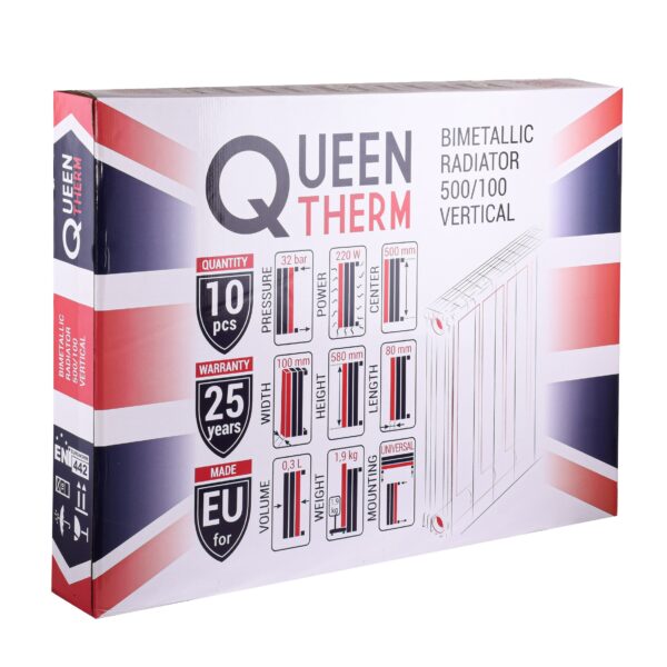 Радіатор біметалевий секційний QUEEN THERM 500/100 VERTICAL/HORIZONTA (кратно 10)