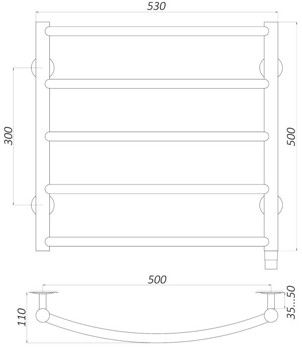 Рушникосушарка UNIO LD ЕU 500-500-5 BLK Драбинка Дуга електро чорна