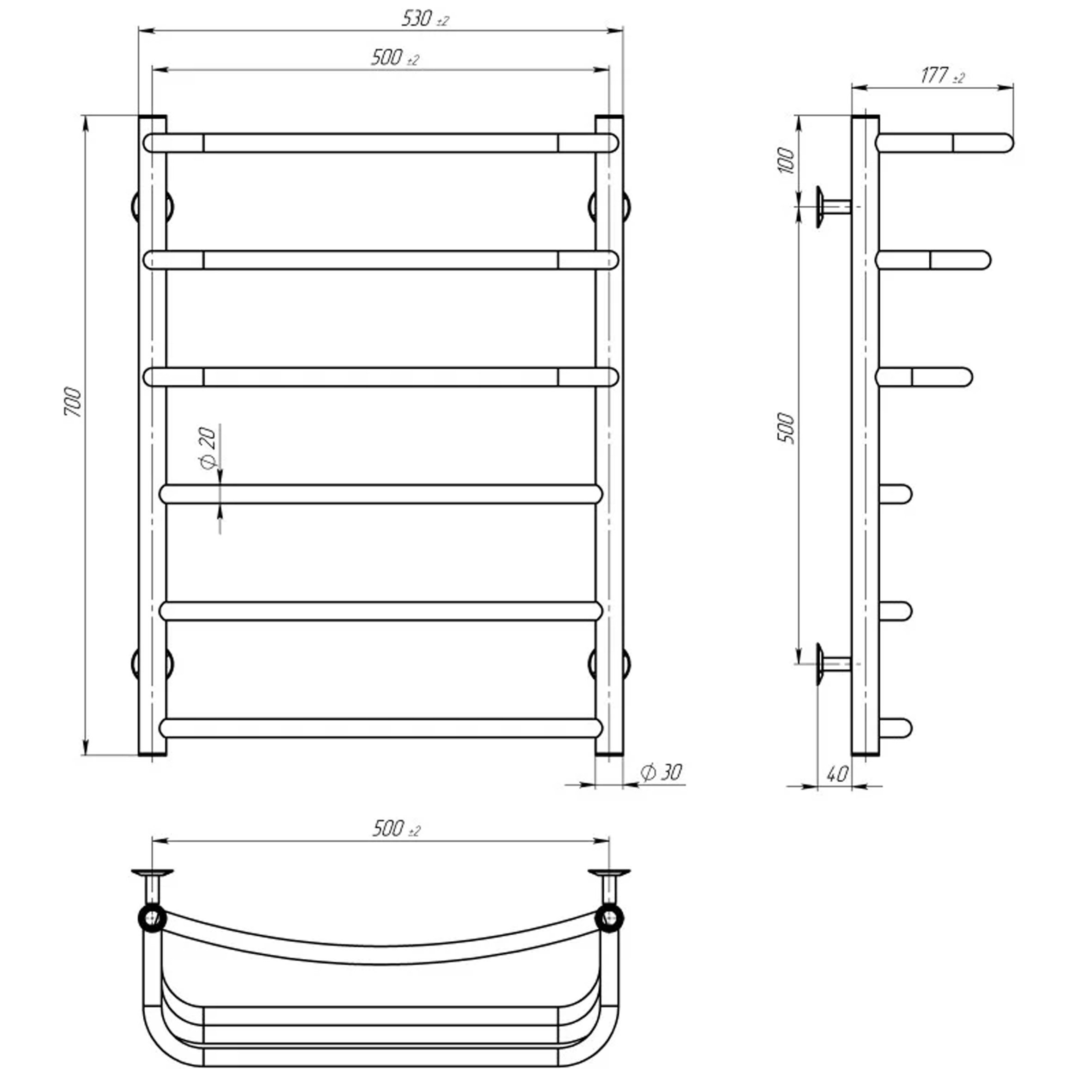 Рушникосушарка UNIO LKD ЕU 700-500-6 Драбинка Каскад Дуга електро - Image 5