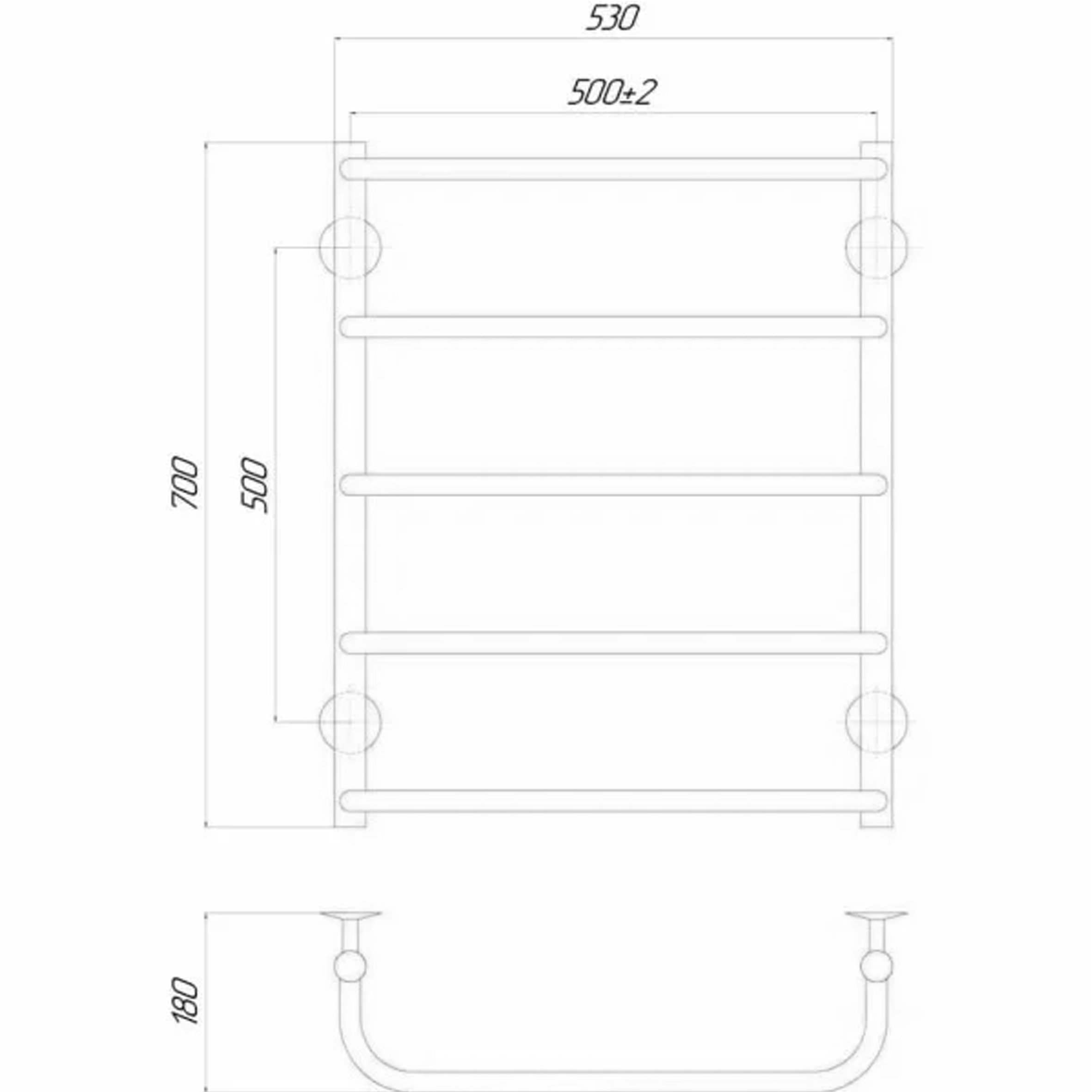 Рушникосушарка UNIO LS ЕU 700-500-5 Драбинка Скоба електро - Image 5