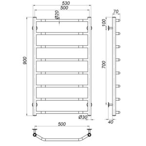 Рушникосушарка UNIO LT EU 900-500-8 Драбинка Трапеція електро - Image 6