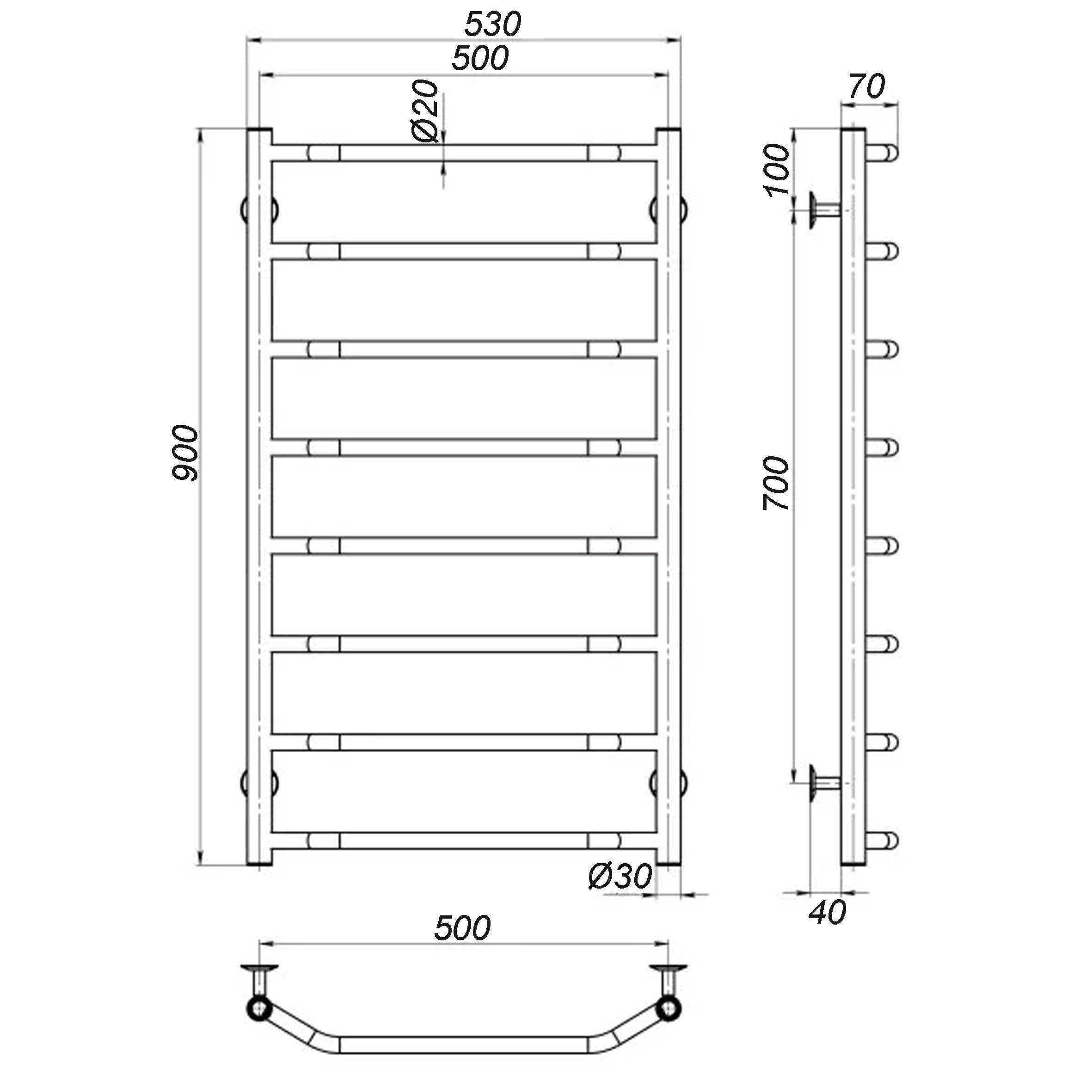 Рушникосушарка UNIO LT EU 900-500-8 Драбинка Трапеція електро - Image 6