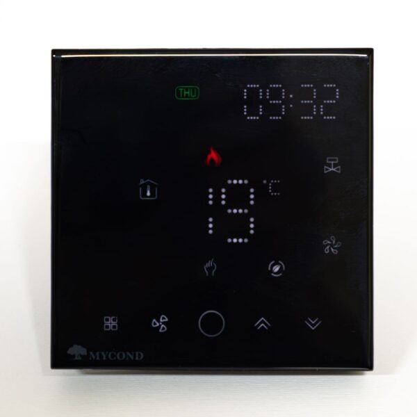 Термостат квадратний сенсорний чорний LED 1 канал AC220V Wi-Fi /MC-FB-B-WF MYCOND/