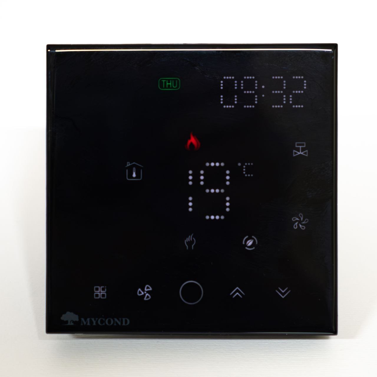 Термостат квадратний сенсорний чорний LED 1 канал AC220V Wi-Fi /MC-FB-B-WF MYCOND/ - Image 1