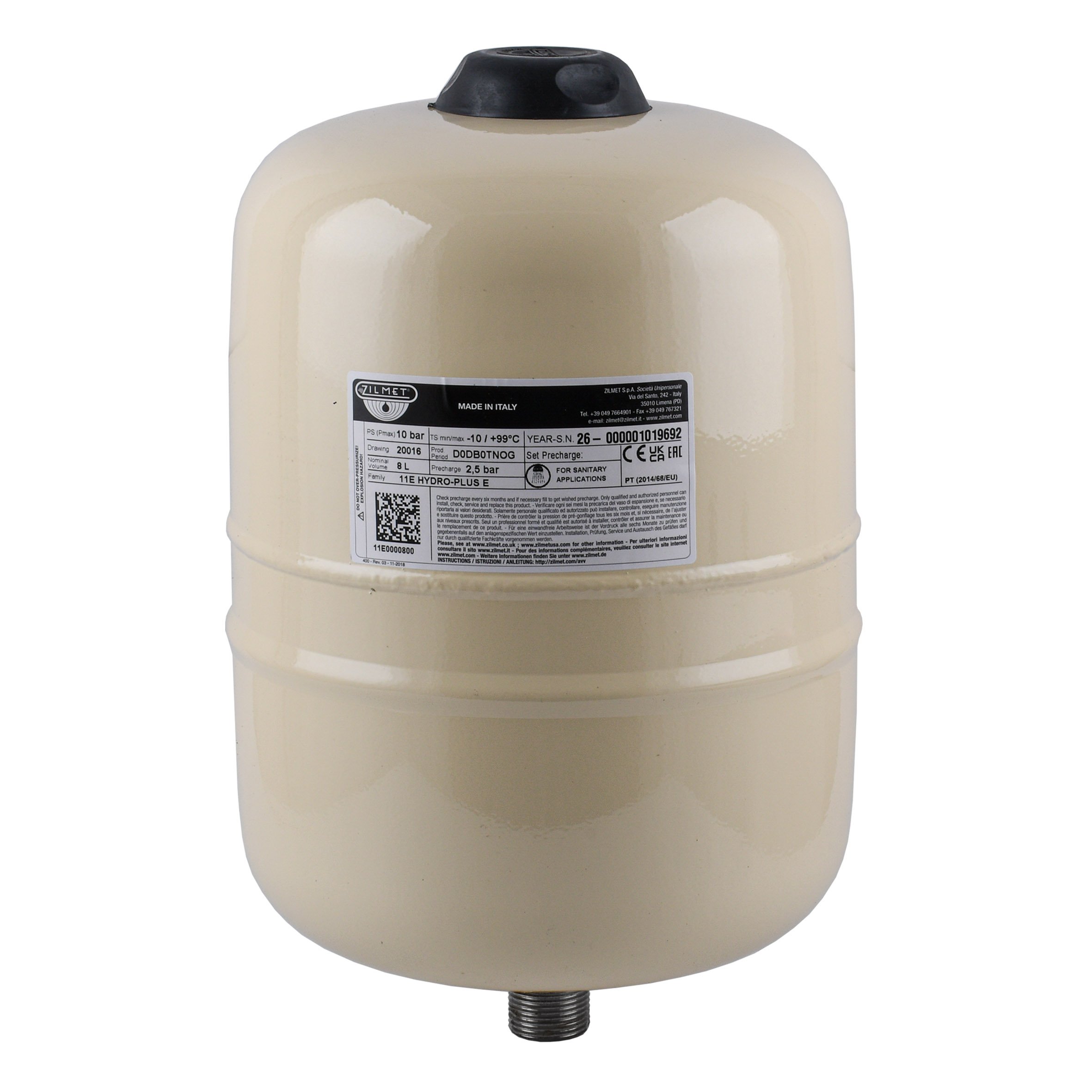 Гідроакумулятор з фіксованою мембраною HYDRO-PLUS E 8L (11E0000800) - Image 1