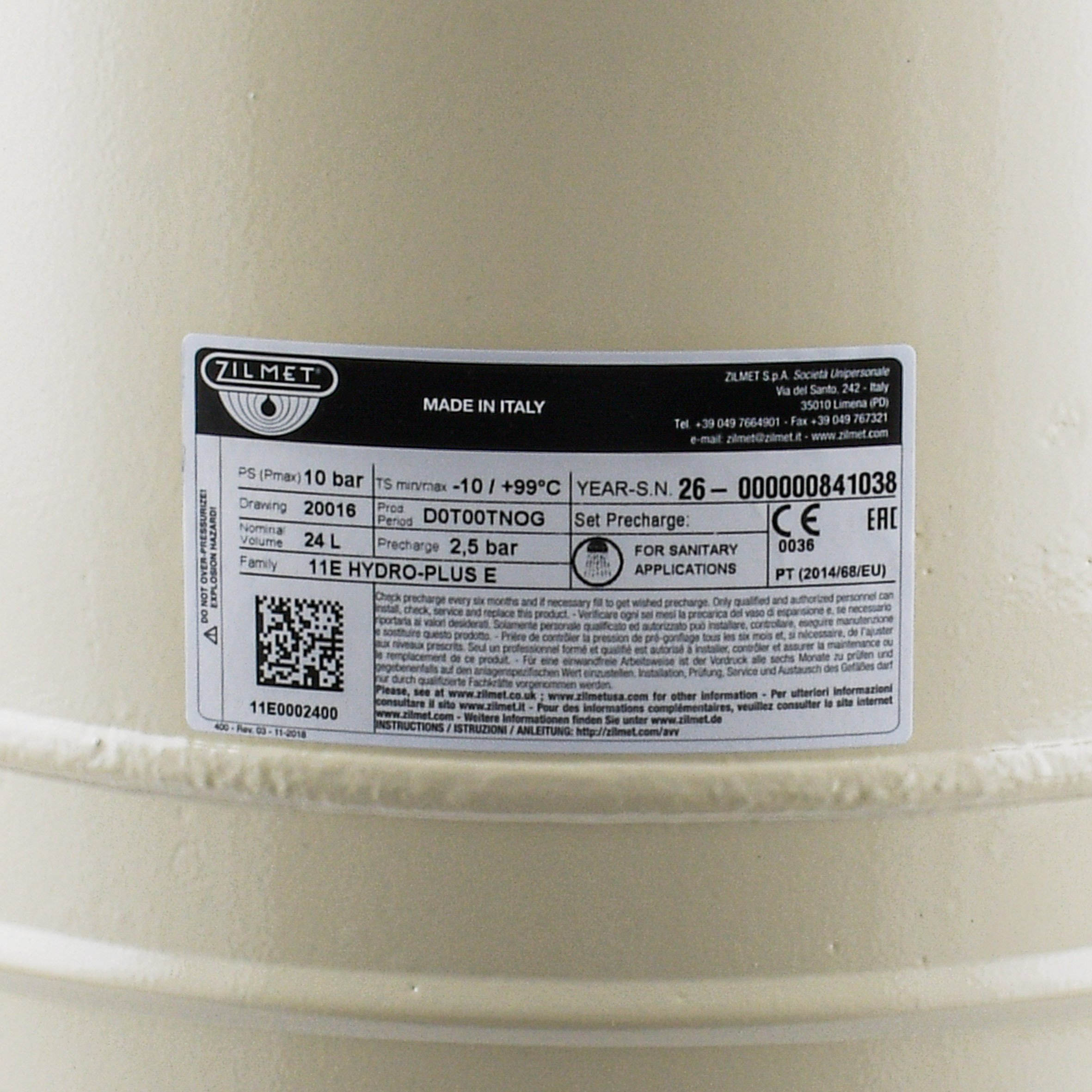 Гідроакумулятор з фіксованою мембраною HYDRO-PLUS E 24L (11E0002400) Вертикальний - Image 2